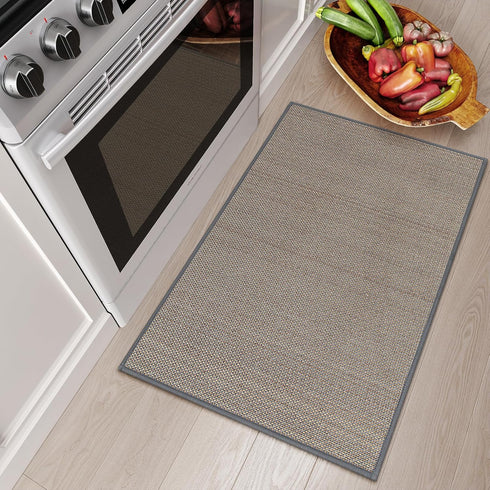 Lahome Farmhouse Kitchen Entryway Rug, 2x3 Washable Door Mat for Indoor Entrance, Non-Slip Grey Carpet for Front Door