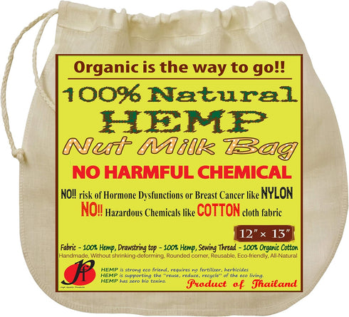 P&F Hemp Nut Milk Bag Reusable | All Natural | No More