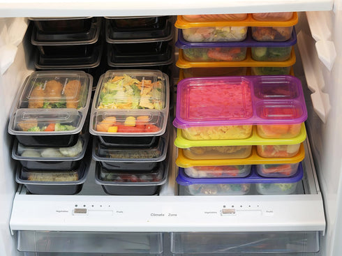 SimpleHouseware 16 Pack - 2 Compartment Food Grade Meal Prep Storage Container Boxes (28 ounces)