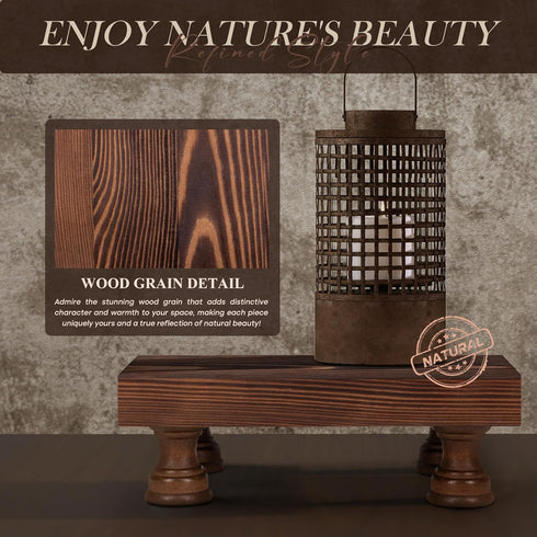 8.5") EOSAHR Farmhouse Pine Wood Risers for Decor in Kitchen & Bathroom - Risers Display Stands for Home Decor