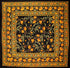 India Arts French Floral Square Cotton Tablecloth, 60" x 60", Amber on Black