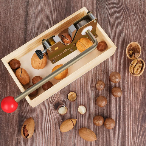 More-4 Nut Cracker Heavy Duty Walnut Cracker with Wooden Base Adjustable Nut Tongs Manual Nut Crackers for All Nuts Nut