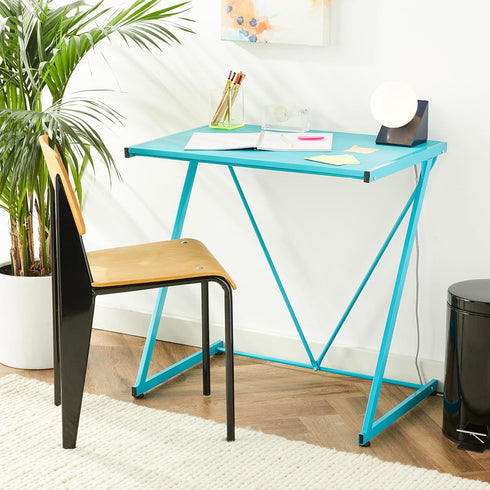 Z-Shaped Student Desk in Aqua