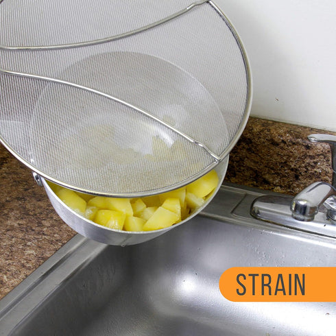 U.S. Kitchen Supply 13" Stainless Steel Splatter Guard, Fine Mesh Cover for Frying Pan & Cooking Pots