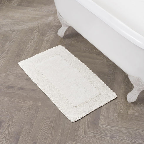 Laura Ashley Ruffle Cotton Bath Rug, 20" x 34", Ivory
