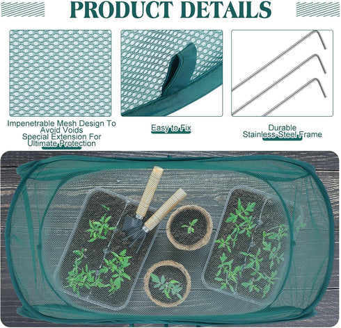 Threehoney 4 39" 18" 16" Pcs x x Pop up Garden Mesh Plant Cover Outdoor Plant Protector Garden Row Raised Bed Cover