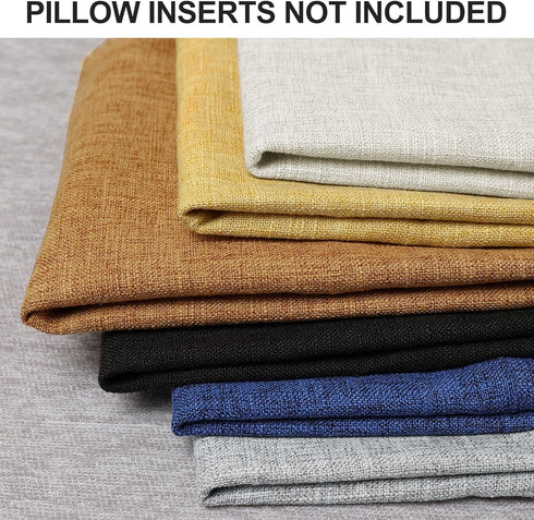 decorUhome Decorative Outdoor Throw Pillow Covers, 16x16 Set of 2, Rustic Neutral Farmhouse Linen for Couch