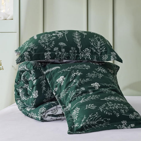 Bedsure Twin/Twin XL Comforter Set - Emerald Floral Bedding Comforter, 2 Pieces, Soft Reversible Comforter and Pillow