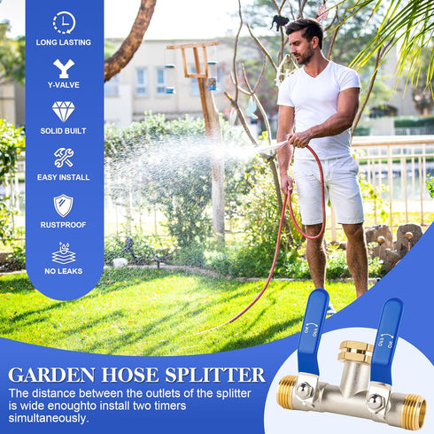 EJW 2 2 3/4 Inch Way Faucet Splitter,Double Hose Connector,Garden Hose Splitters, Hose Splitter Way, Two way Hose Bib
