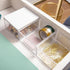 Martha Stewart Brody Plastic Storage Organizer Bins with Engineered Wood Lid, 3 Pack Small (3.75" x 3", Clear/White)