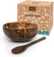 Jungle Culture Coconut Bowl & Spoon with FREE eBook, Wooden Salad Serving Bowl, Eco Friendly Vegan Gift