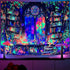 Spenlife 60L 44W Blacklight Fantastic Library Tapestry, UV Reactive Vibrant Bookshelf Wall Tapestries for Room Decor