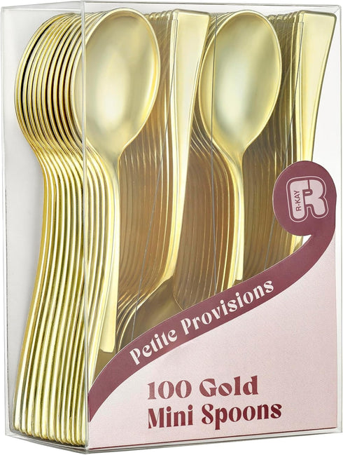 100 Pack Gold Small Spoons - 4 Inch Heavy Duty Mini Spoons for Dessert, Ice Cream, Tastings & Cocktails, BPA Free