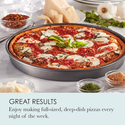 Chicago Metallic 14-Inch Deep Dish Pizza Pan - Nonstick Carbon Steel Bakeware for Chicago-Style Pizza