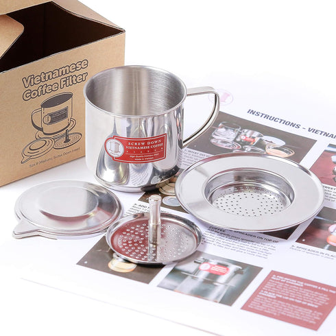 Vietnamese Coffee Filter Maker Press. Screw Down Phin Made in Vietnam. Authentic (2, Medium (8 oz)). by Thang Long