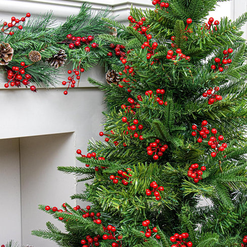 50 Pack 6.5 Inch LLZLL Berry Stems for Christmas Tree Christmas Berries Stems Artificial Red Berry Picks for Xmas