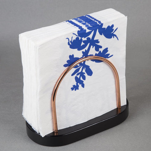 Wood Napkin Holder for Tabletop, Chestnut Wood with Black Copper Wire, Tissue Paper Dispenser