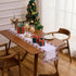 60 inches 16x60) White Dark Red Jacquard Lace Table Runner Long, Claret Dresser Scarf Table Topper for Christmas