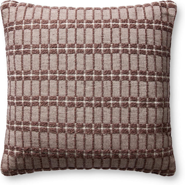 Loloi Poe 18'' x 18'' Burgundy Pillow Cover with Down
