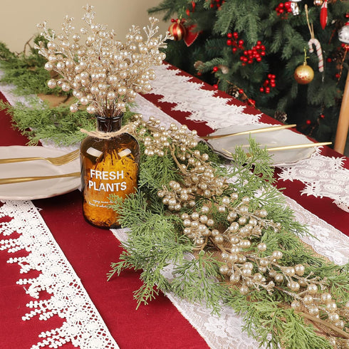 36Pcs 9.5 Inch HOHOTIME Christmas Glitter Berries Stems, Artificial Christmas Tree Picks for Christmas Tree Decorations