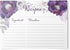 Floral Recipe Cards from Dashleigh, 48 Double-Sided Water-Resistant Cards, 4x6 inches (Violet Purple)