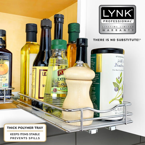 6-3/8 inch 1 LYNK PROFESSIONAL Pull Out Spice Organization for Cabinets - Wide Spice Rack for Inside Cabinets, Slide