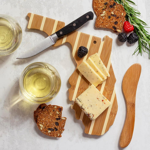 Totally Bamboo Florida Charcuterie Board with Spreader Knife Gift Set, 9-1/4" x 10-1/8"