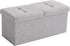 CUYOCA Storage Ottoman Bench, Foldable Seat Footrest with 75L Storage Space, Grey Linen Fabric