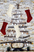 Unique Burgundy and Ivory White Knit Christmas Stockings, Pack of 6, 18"