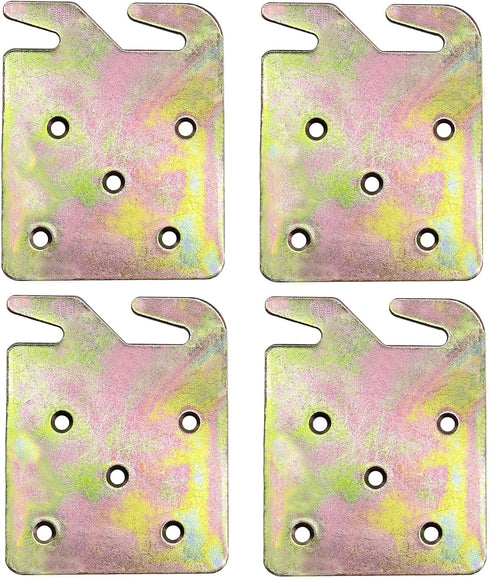 Wood Bed Rail Hook Plates, Pack of 4, for Wooden Bed, Headboard, Footboard Frame, 5 Hole Design Replacement