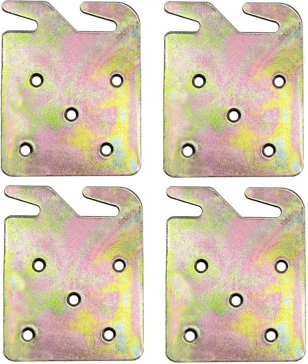 Wood Bed Rail Hook Plates, Pack of 4, for Wooden Bed, Headboard, Footboard Frame, 5 Hole Design Replacement