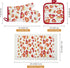 Oven Mitts and Potholders Set, 100% Cotton, Durable Heat Resistant for Kitchen, Machine Washable (3-Piece Red Flower)