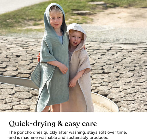 Ehrenkind 1-5 4-Layer 1-3 Organic Muslin Bath Poncho Children Years, Soft and Soft Muslin Fabric, Bath Poncho Children