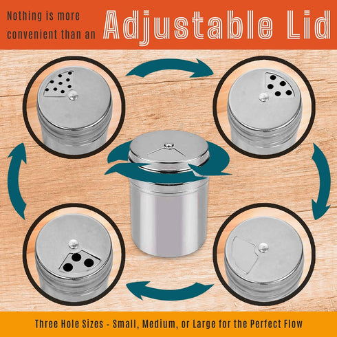 12-pack 6oz Set -192 CUSINIUM Metal Seasoning Containers with Adjustable Lid Labels + Marker - Spice Jars Organizers