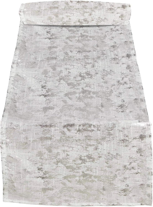 SARO LIFESTYLE Bottega Collection Foil Print Design Table Runner, 15" x 90", Silver Color