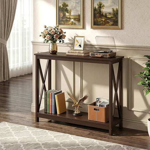2-Tier ZENY Console Table, Entryway Table, Narrow Sofa Table with Shelves, Entrance Table for Living Room, Hallway