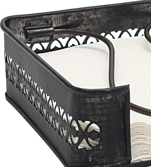 Stonebriar Industrial Black Graphite Metal Napkin Holder, Decorative Tray for Dining Table