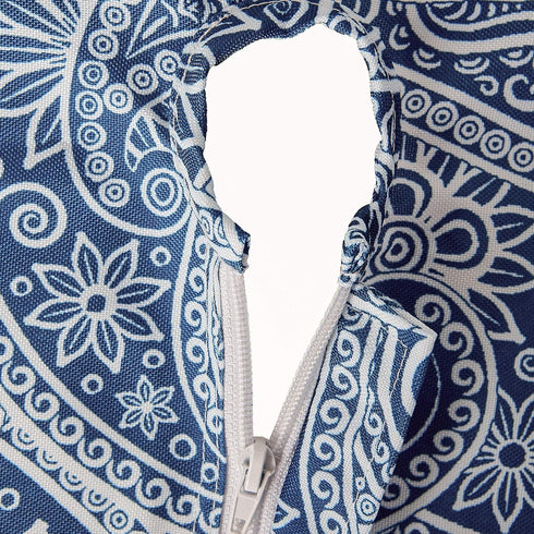 DII Paisley Outdoor Tabletop Collection, Water Resistant Tablecloth, 60" Round, Blue