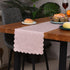 Table Runner 13 x 72 Inches, Cotton Linen Pink Scallop Style for Kitchen Dining Parties Wedding Home Decor