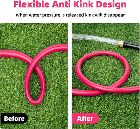 WELLUCK 5/8 in x 25 ft Garden Hose, Heavy Duty Anti Kink Flexible Water Hose for Drinking Water Safe BPA Free