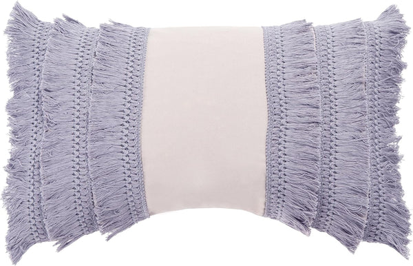 SAFAVIEH Home Collection Grema Boho Fringe Light Grey/Periwinkle 12 x 20-inch Rectangle