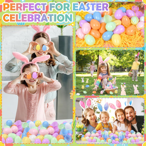 Seifar 360PCS 2.4Inch Set, 7 Easter Eggs Bright Colors Plastic Fillable Eggs for Easter Egg Hunt, Basket Stuffers
