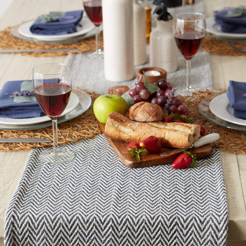 DII Woven Basic Tabletop Collection - Chevron Table Runner, 15x72, French Blue