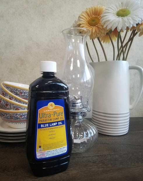 Lamplight Ultra-Pure Lamp Oil - ¼ Gallon (32 oz) Blue, Liquid Paraffin for Indoor Use