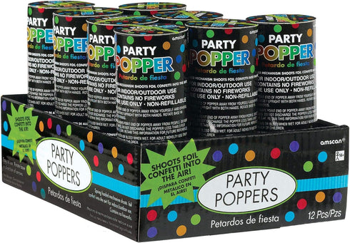Amscan Confetti Poppers, Party Accessory, 1 ct., 12 Pieces per ct.