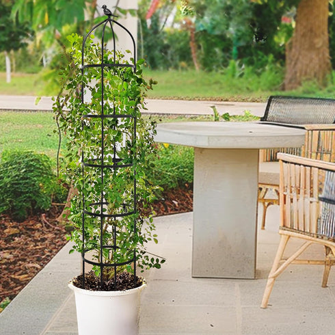 6.7FT Plants,81Metal Garden Obelisk Trellis for Climbing Plant Support Tower,Heavy Duty Thickened Tube,Rustproof Black