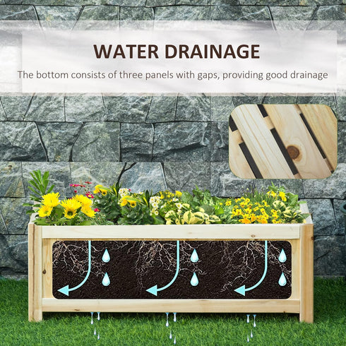 28'' 12'' 10" Outsunny Foldable Raised Garden Bed, Wooden Planter Box, Herb Garden Planter with Drainage Holes