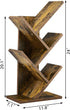 Hoctieon 4 Tier Tree Bookshelf, Free Standing Bookcase, Modern Book Storage Organizer for Home Office