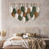 39"W 29.5"L KHOYIME Large Macrame Wall Hanging Boho Woven Tapestry, Chic Home Decor Modern Bohemian Handmade Leaf