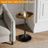 Aoligrace Small Side Table, Solid Wood End Table with Tempered Glass Top, Unique Drink Pedestal Table with Storage